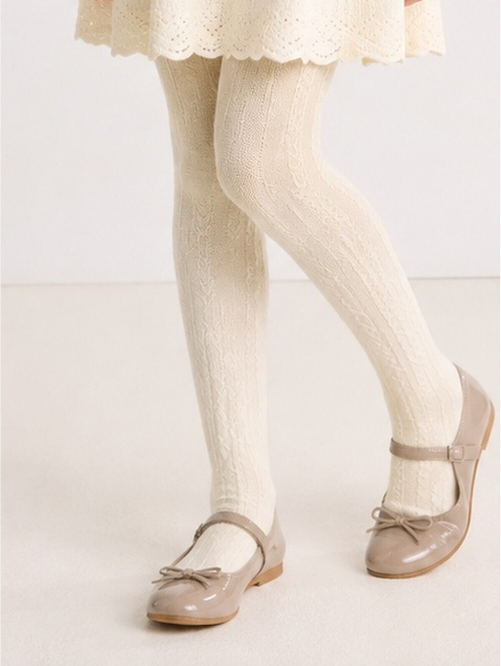 Copper Key Girls Cable Knit Fashion Tights Ivory Size 7-10 NWT